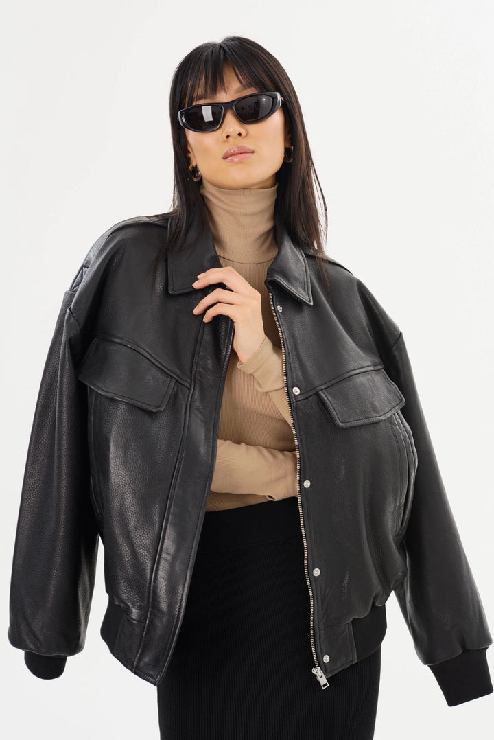 Veste bomber en cuir Trevanna