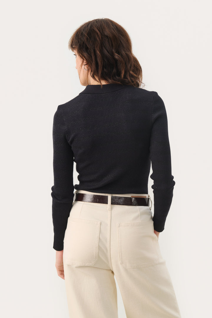 Pull côtelé col avec boutons Moki