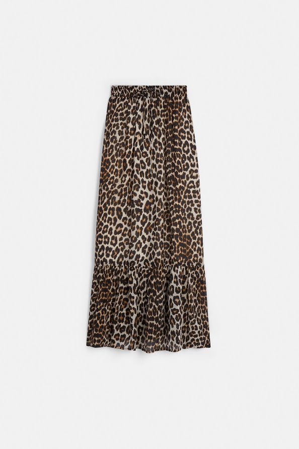 Jupe longue fluide avec imprimé léopard Fado