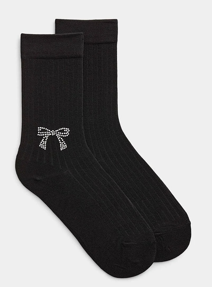 Chaussettes courtes avec boucles cristaux scintillants