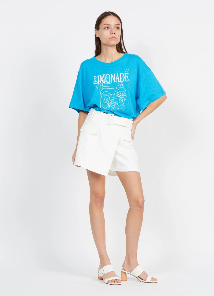 Short-jupette en lin et coton