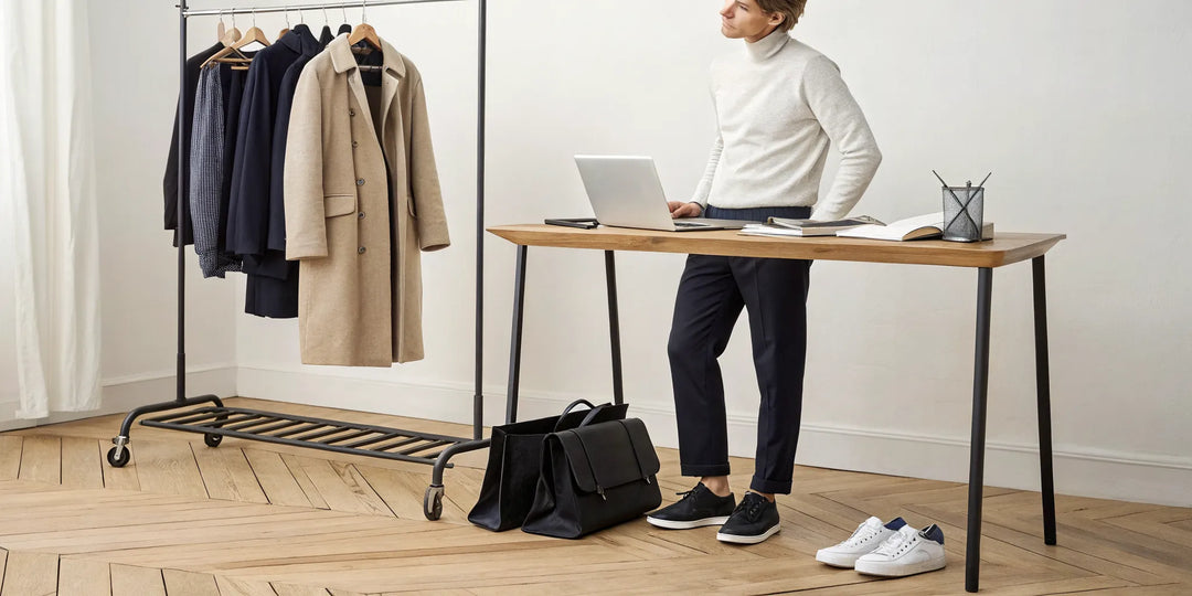 Femme élégante choisissant des basiques de mode intemporels à acheter en ligne.