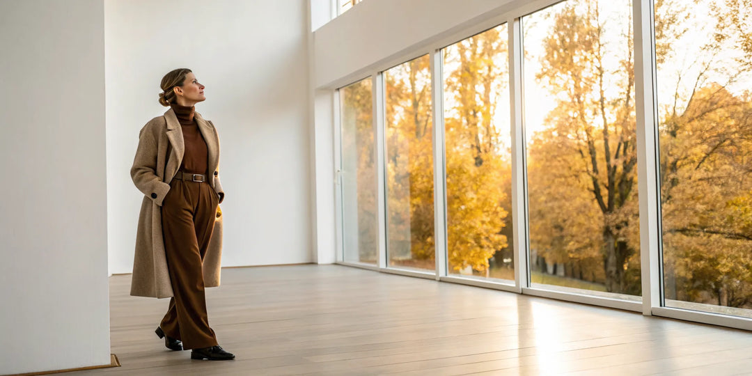 Pull en maille femme porté pour un look confortable et chic en automne.