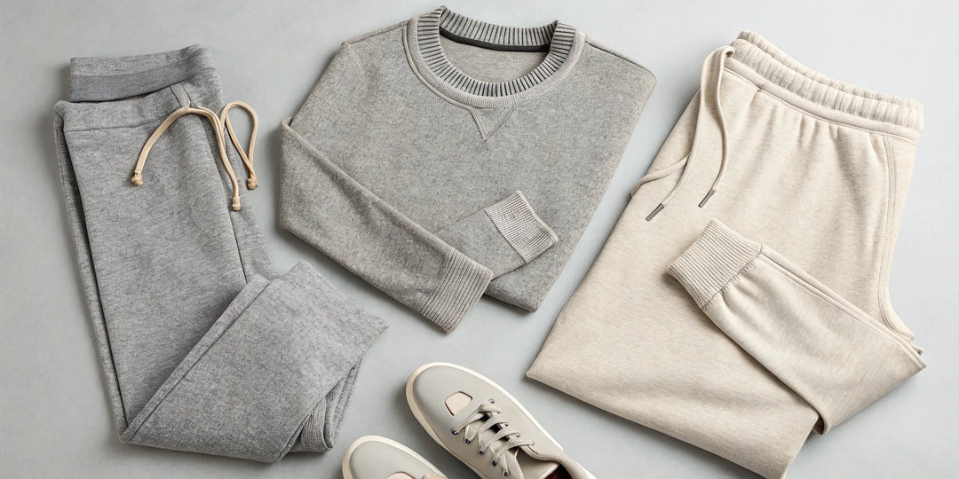 Un exemple de comment choisir un loungewear de qualité : un ensemble gris confortable.