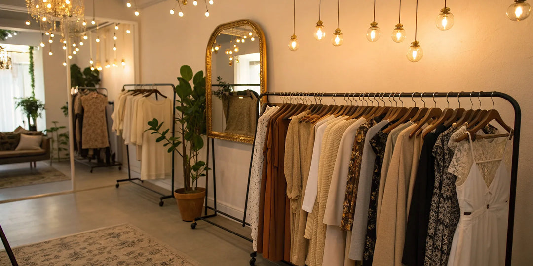 Séance de magasinage personnalisé avec une styliste dans une boutique de vêtements.