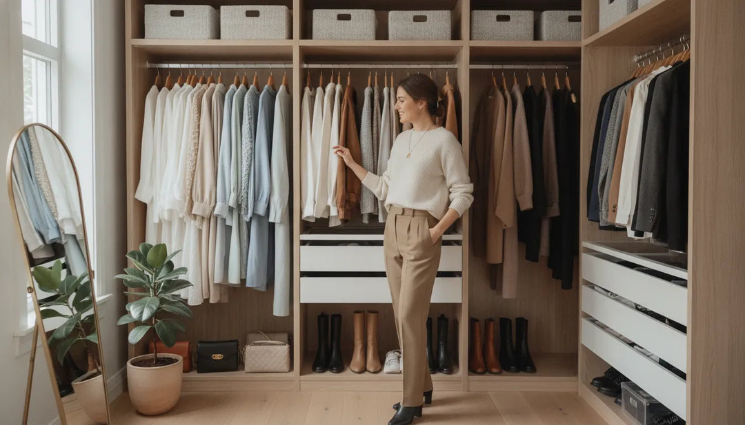 Garde-robe fonctionnelle organisée par saison et par couleur au Québec