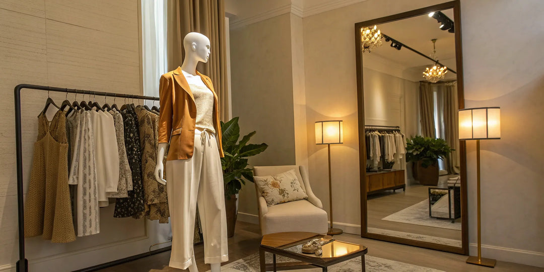 Vêtements organisés sur un portant pour planifier le renouvellement de sa garde-robe.