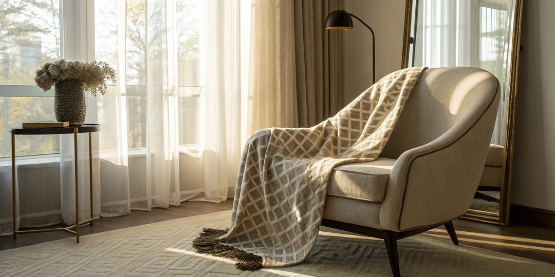 Salon confortable préparé pour une consultation de styliste personnelle à domicile.