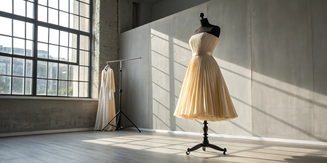 The La Robe Soleil dress on a mannequin, a breezy design with Mediterranean style.