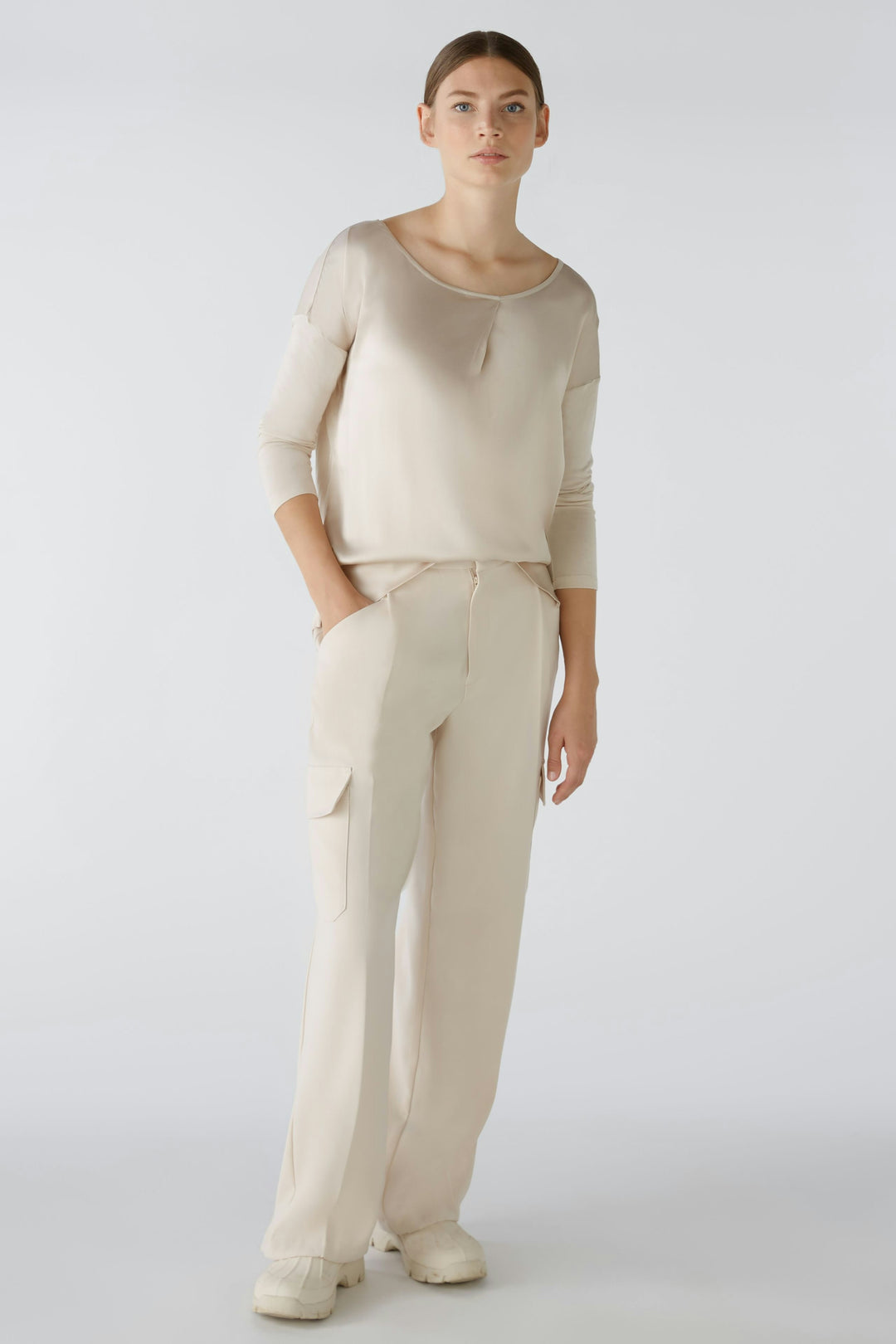 Blouse soyeuse avec jersey au dos