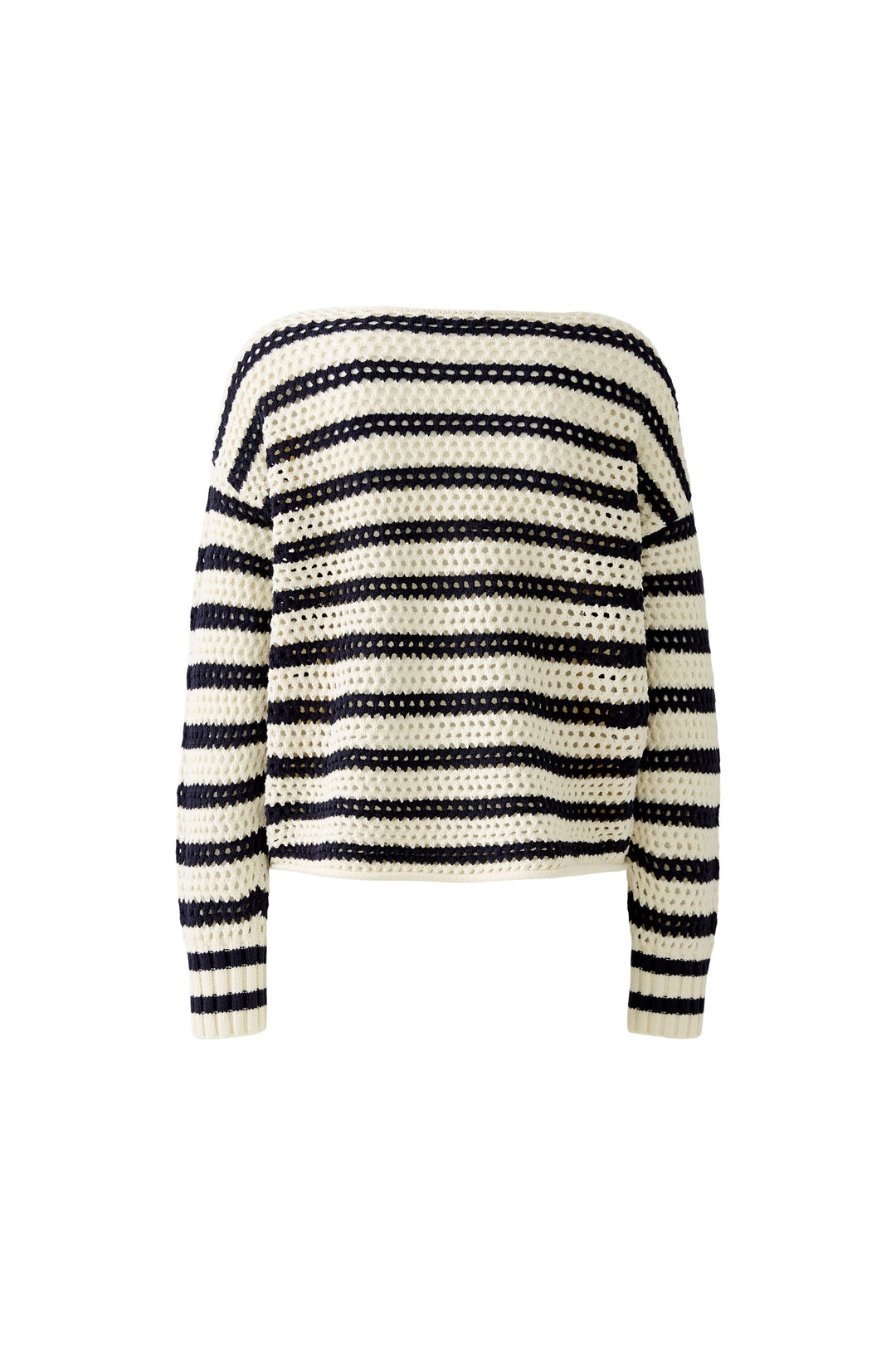 Pull ajouré avec détails crochetés et rayures