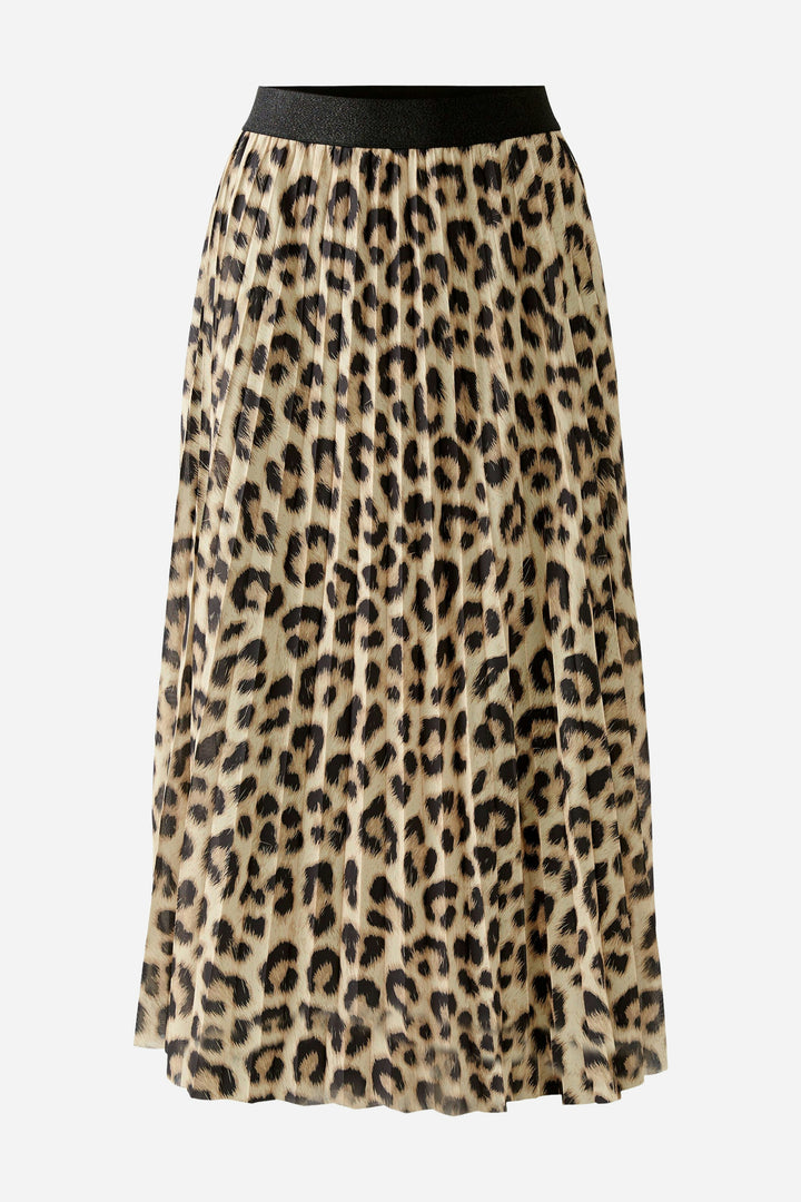 Jupe midi plissée avec motif léopard