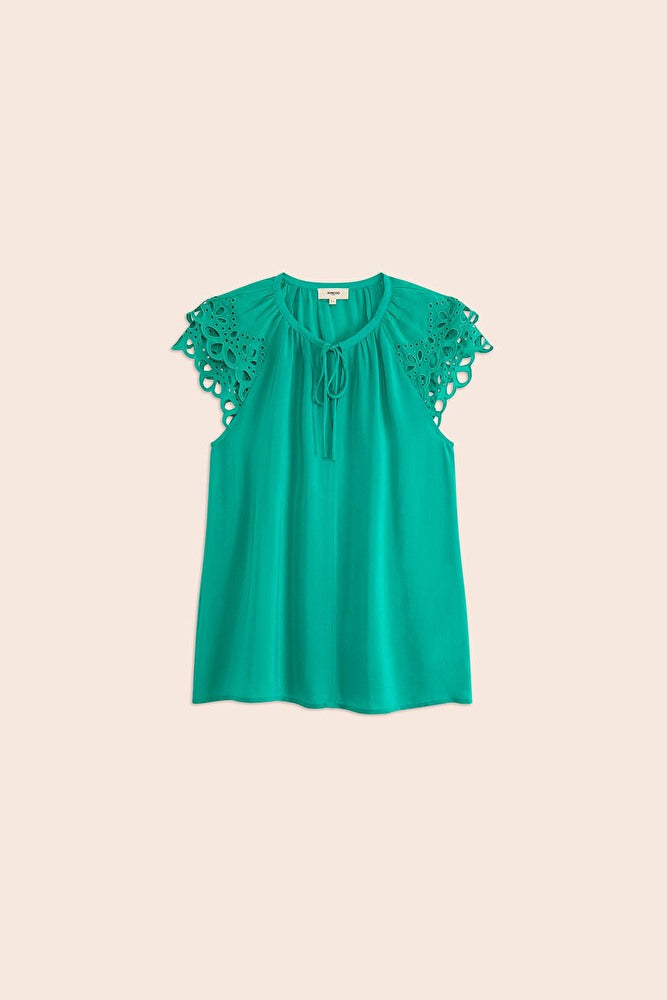 Blouse avec broderie à manches courtes Louxor