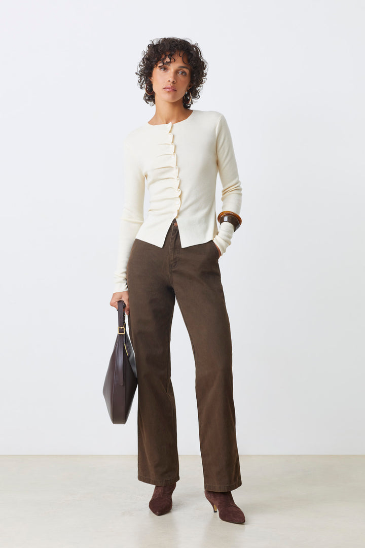 Cardigan boutonné avec détails plissés Gamira