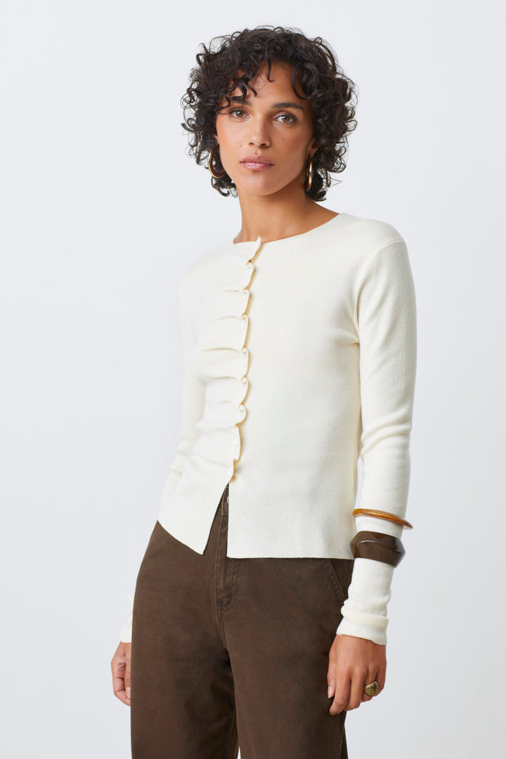 Cardigan boutonné avec détails plissés Gamira
