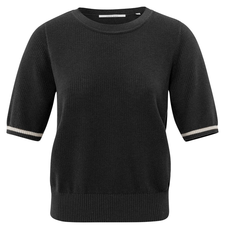 Pull texturé avec col rond à manches courtes