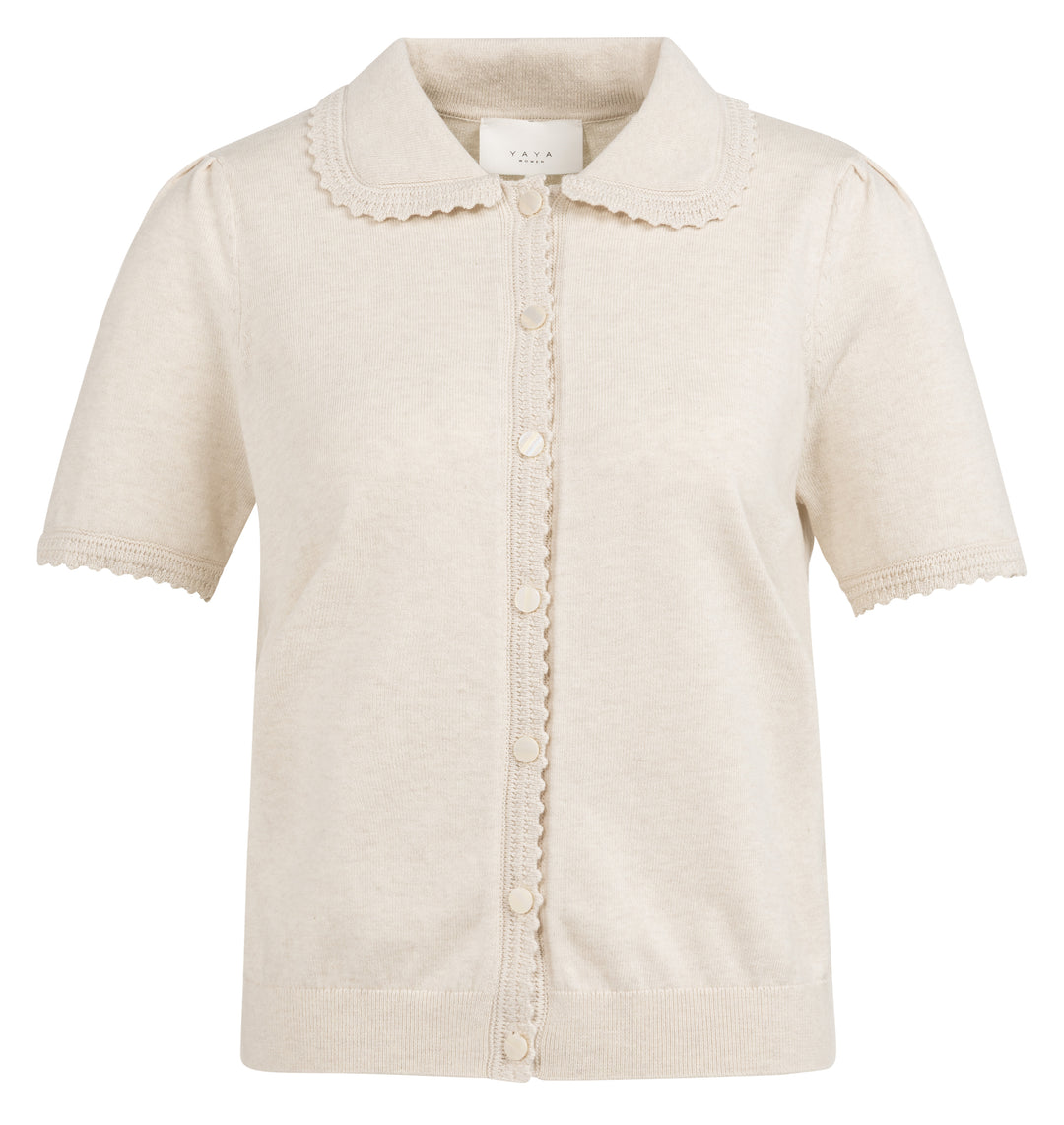 Cardigan à manches courtes avec col festonné