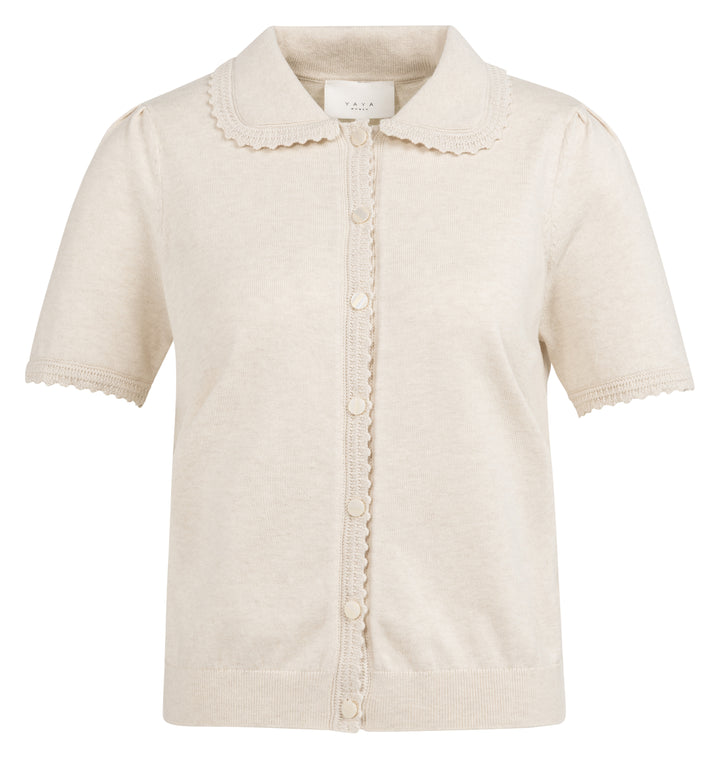 Cardigan à manches courtes avec col festonné