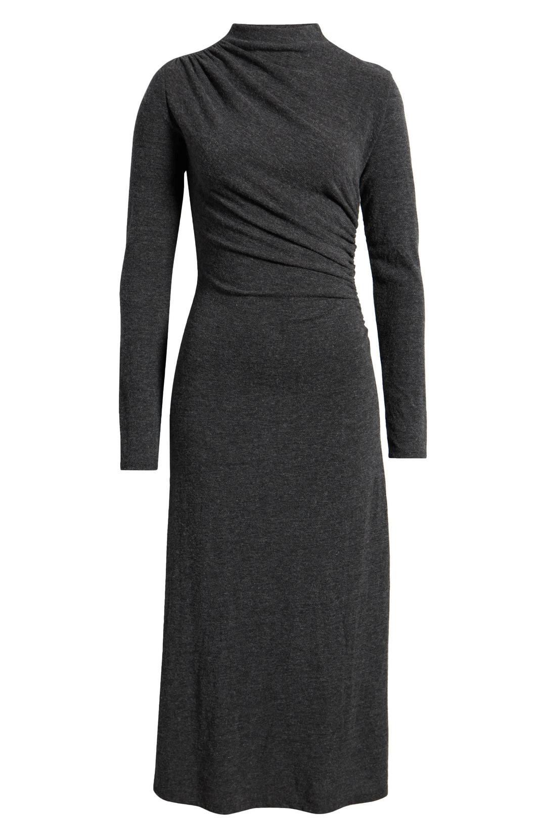 Robe midi drapée col haut Margaret