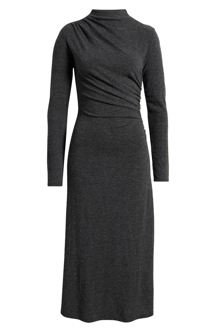 Robe midi drapée col haut Margaret