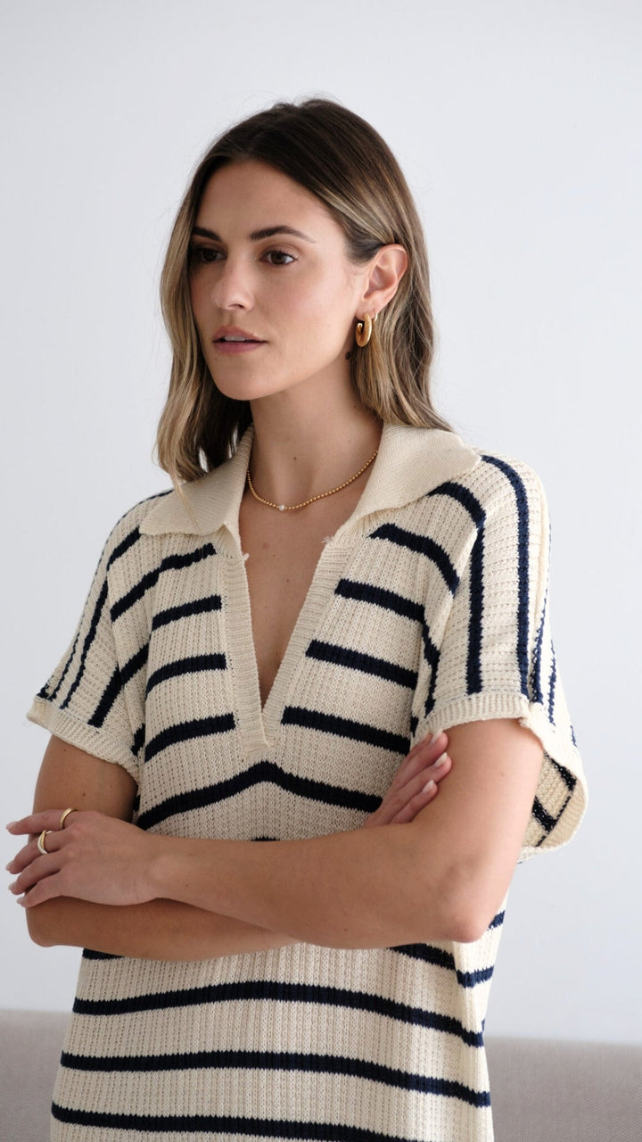 Robe midi rayé en maille texturée Erin