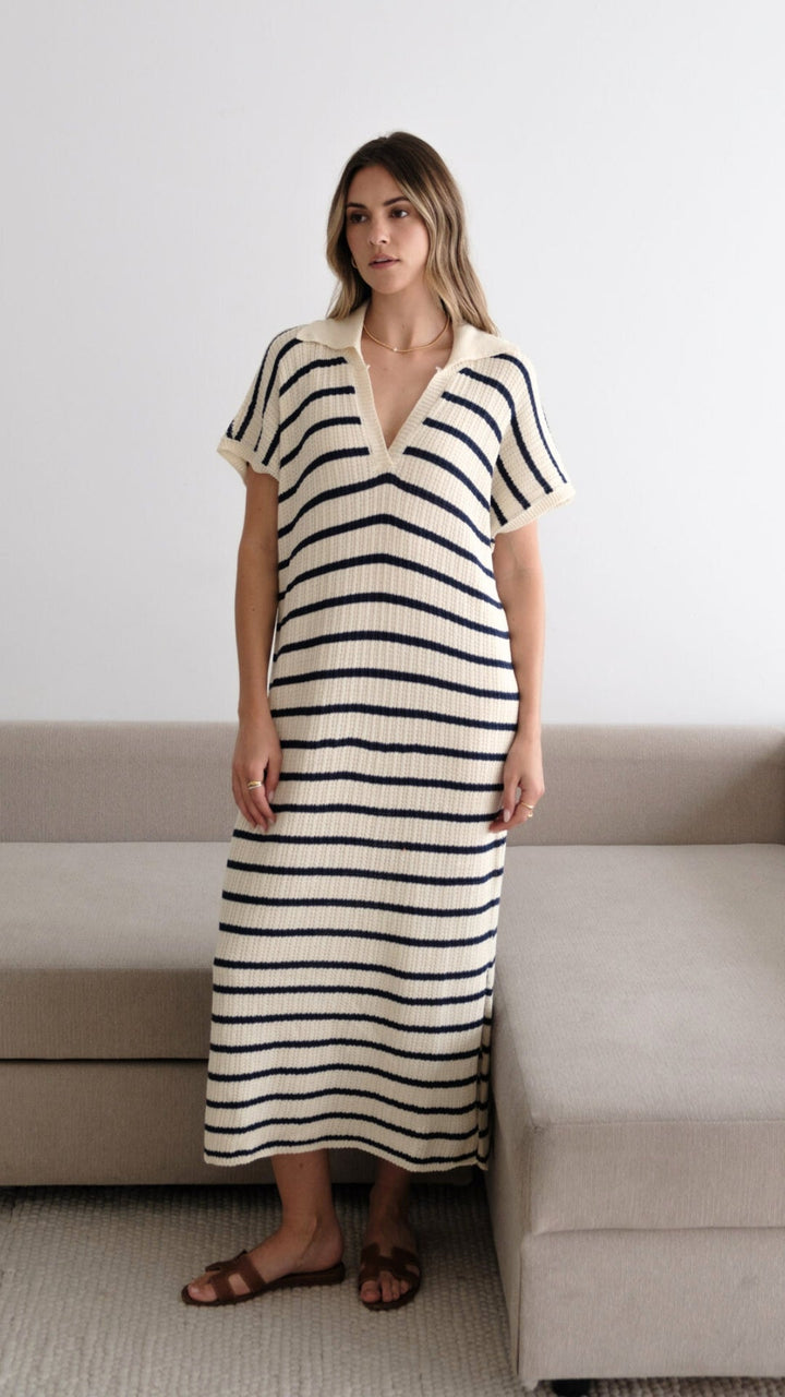 Robe midi rayé en maille texturée Erin