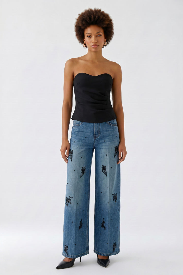 Haut bustier drapé à encolure cœur