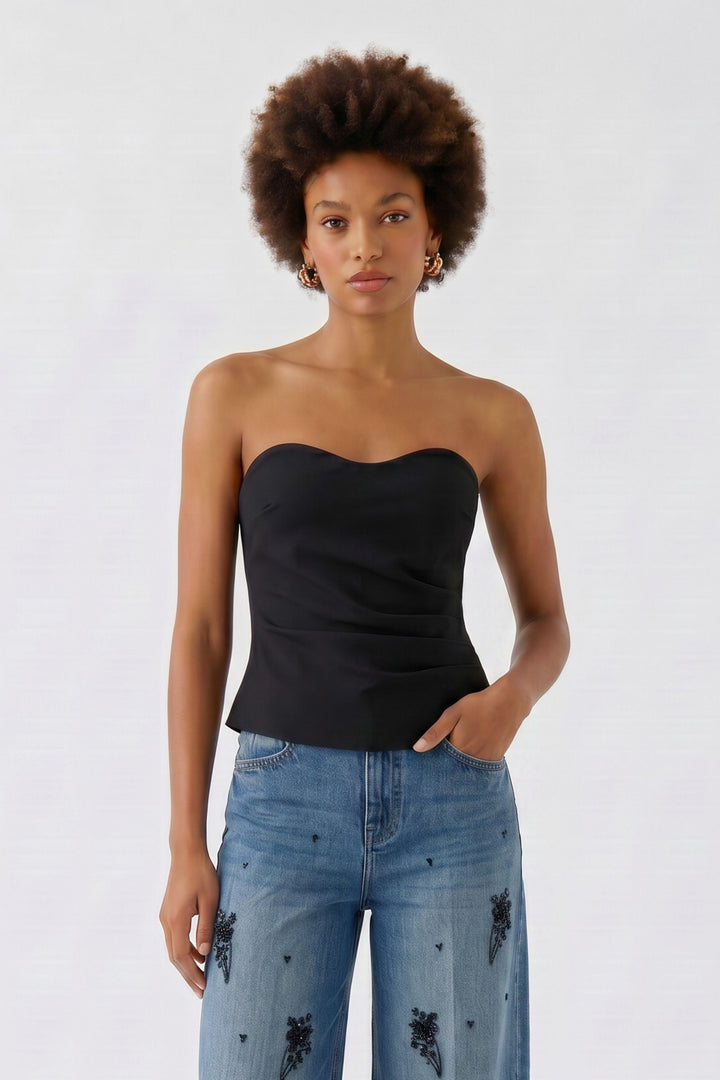 Haut bustier drapé à encolure cœur