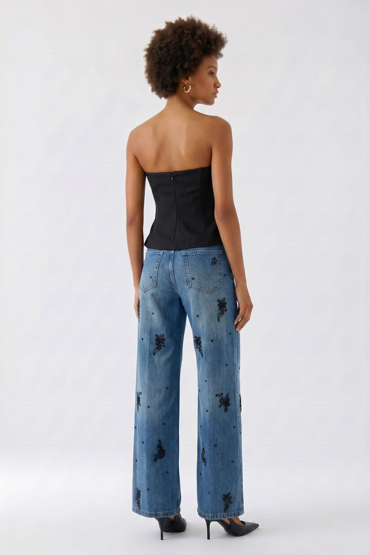 Haut bustier drapé à encolure cœur