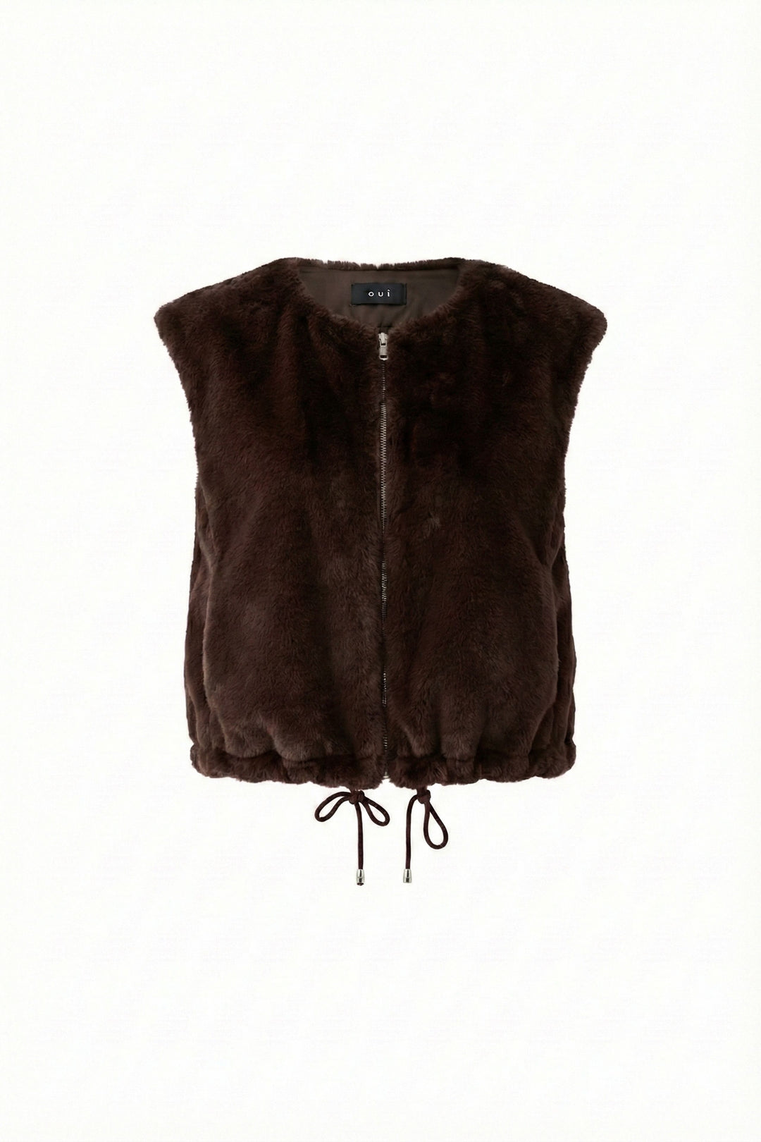 Veste sans manches duveteuse à glissière