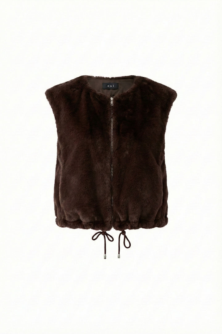 Veste sans manches duveteuse à glissière