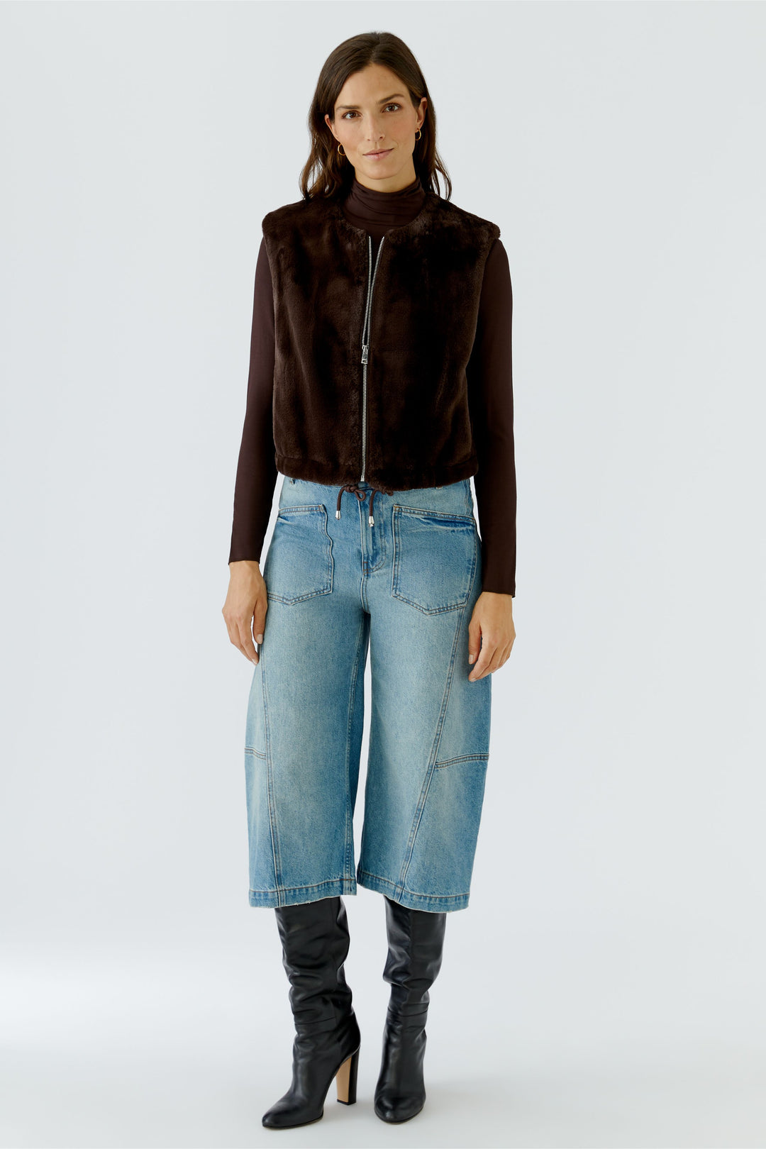Veste sans manches duveteuse à glissière