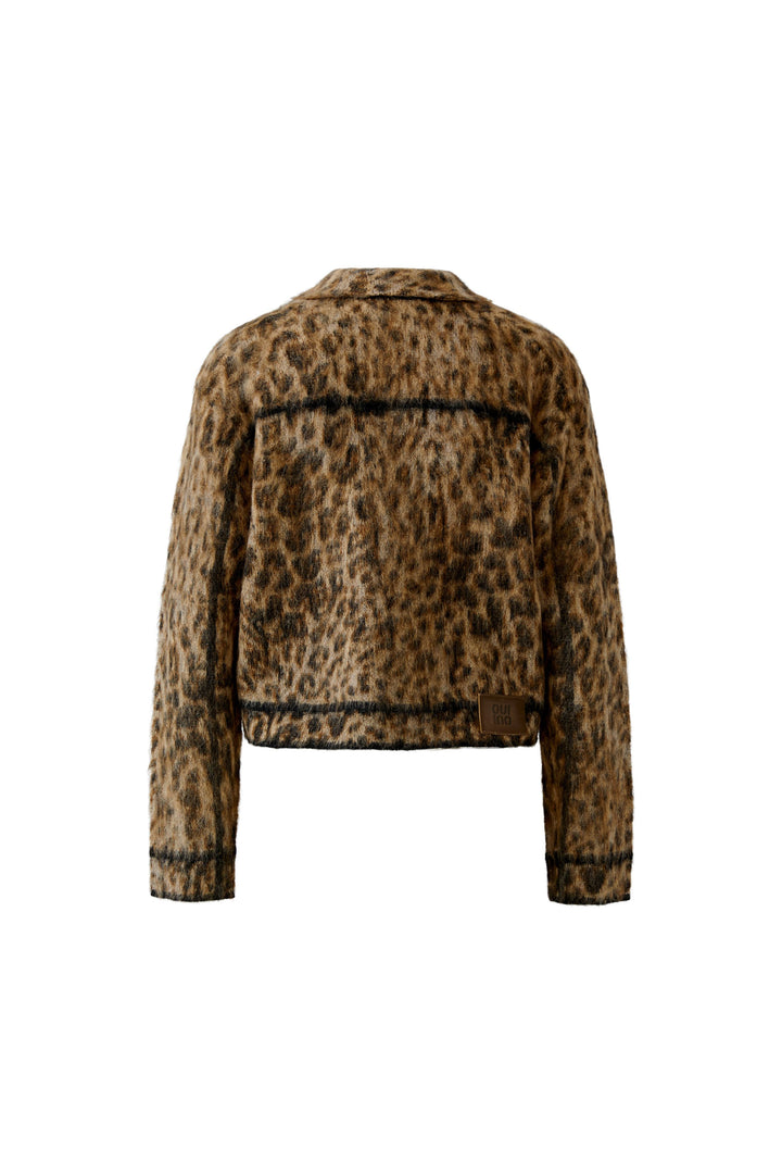 Veste courte en maille à motif léopard