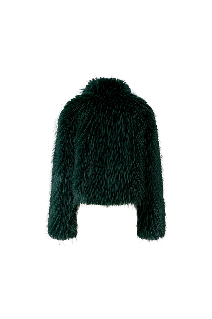 Manteau court à effet fourrure