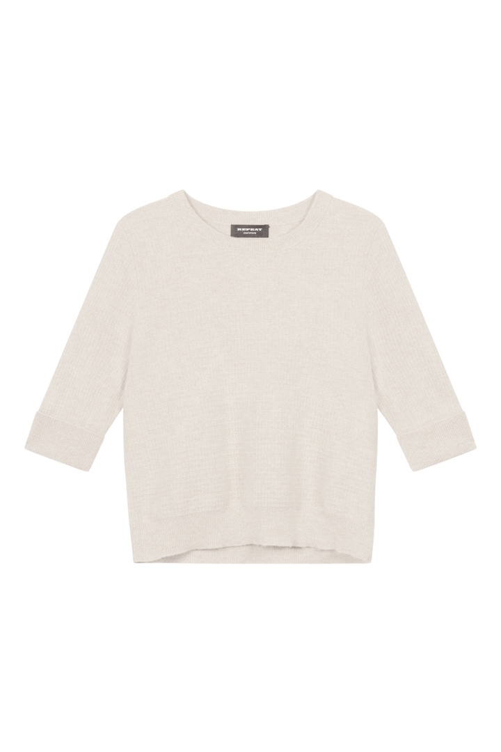 Pull en cachemire texturé avec lurex à manches courtes