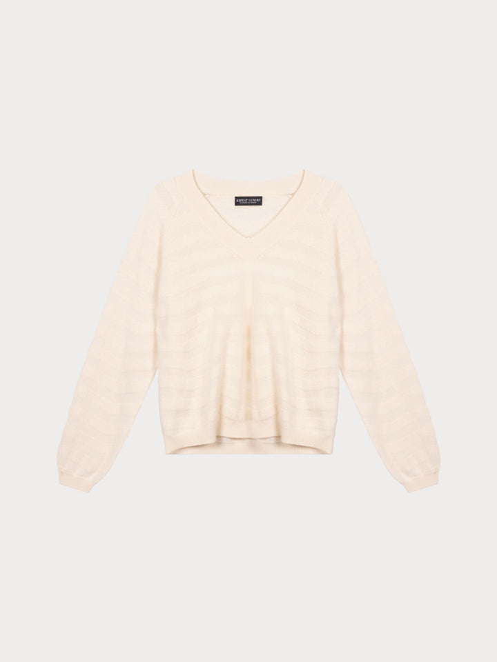 Pull en cachemire avec rayures texturées