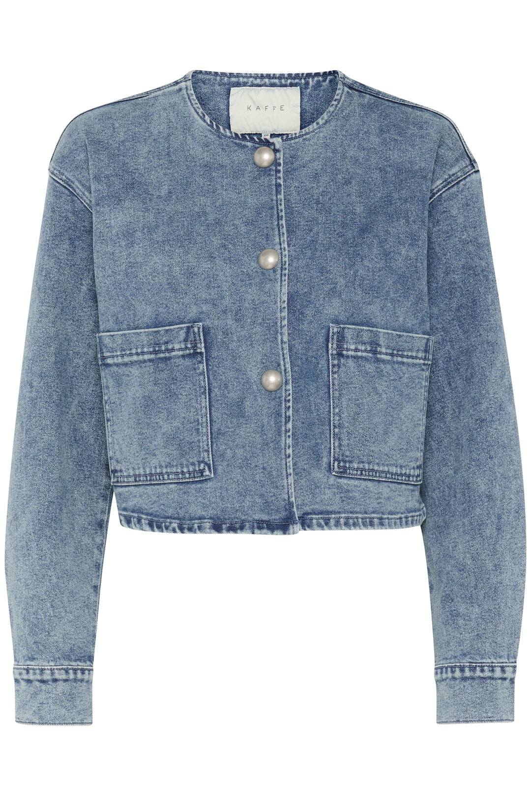 Veste en denim courte avec boutons nacrés Doriana