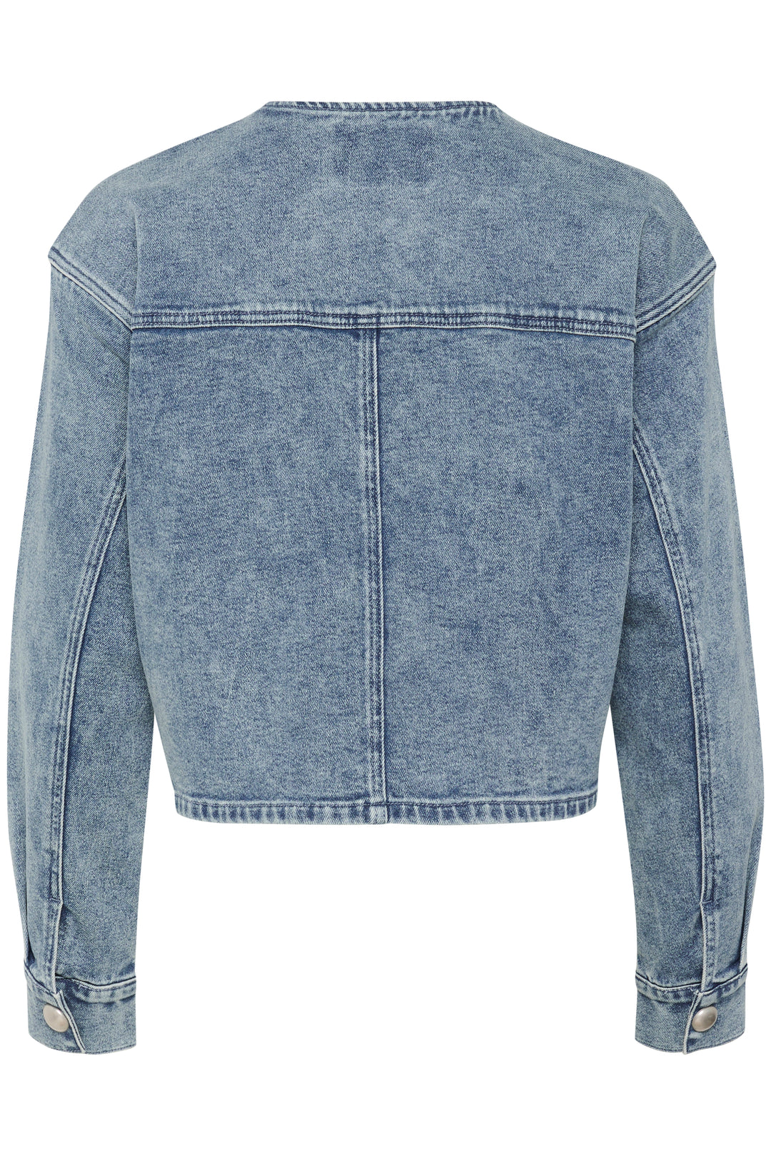 Veste en denim courte avec boutons nacrés Doriana