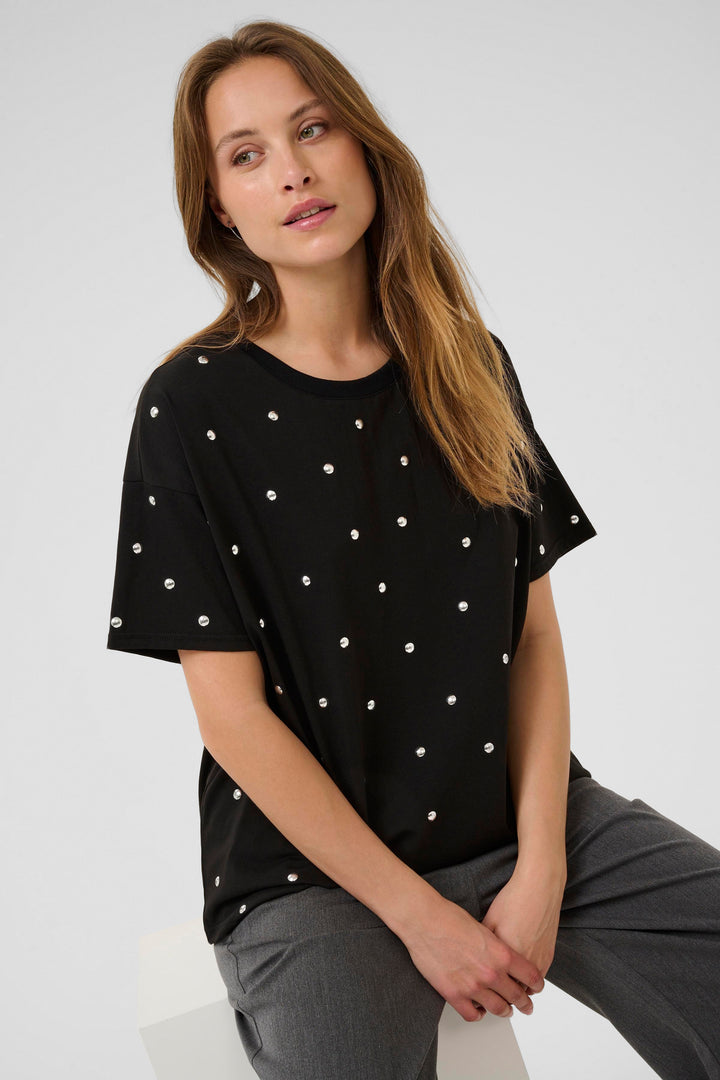 T-shirt en coton avec clous métalliques Helen