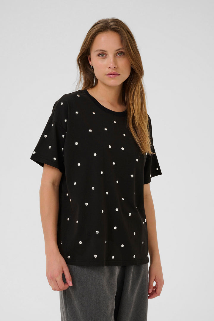 T-shirt en coton avec clous métalliques Helen