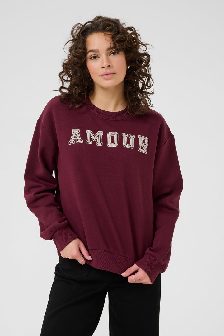 Sweat-shirt avec inscription "Amour" Elenora