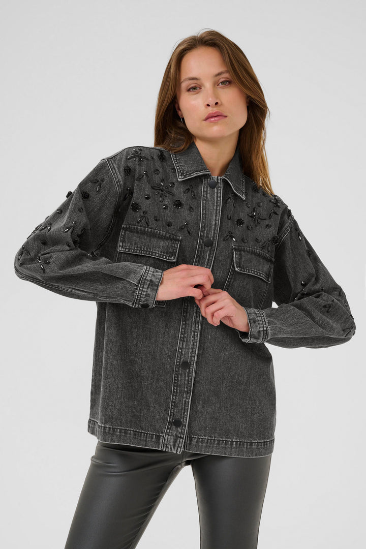 Veste en denim avec ornements décoratifs Jaiden