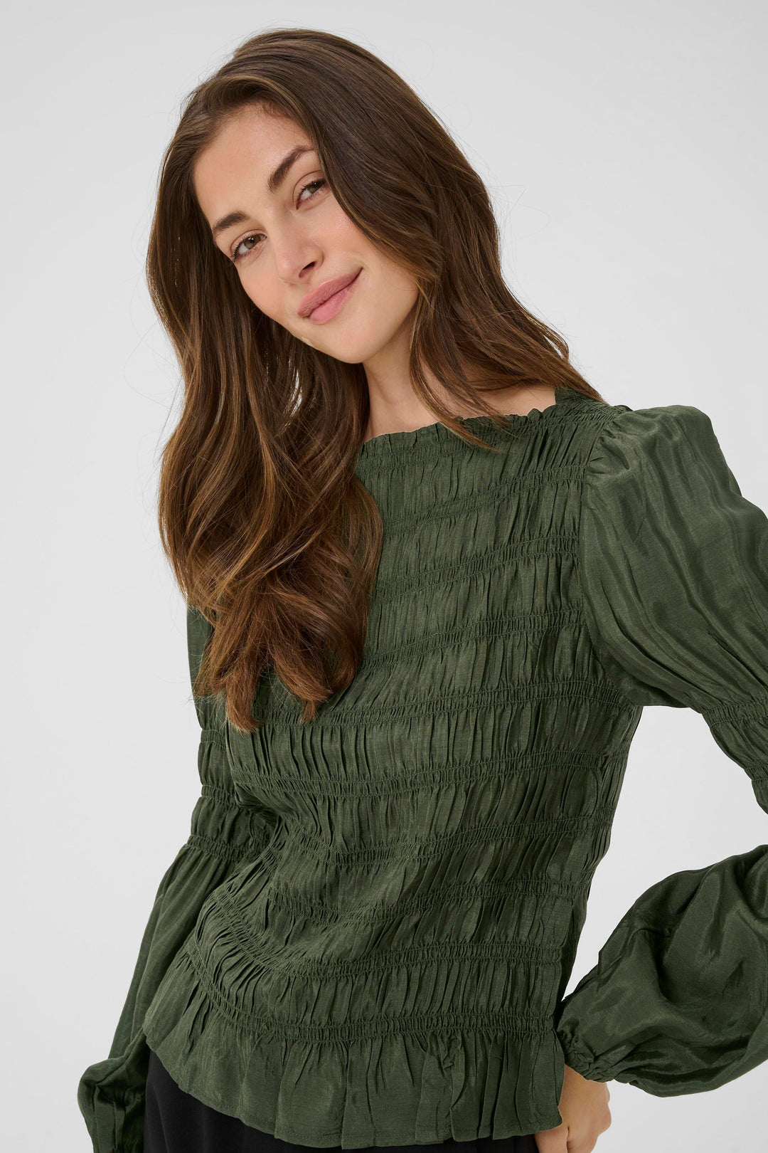 Blouse smockée à manches longues Henva