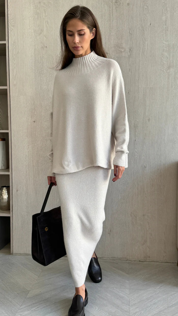 Jupe midi côtelée extensible Alma