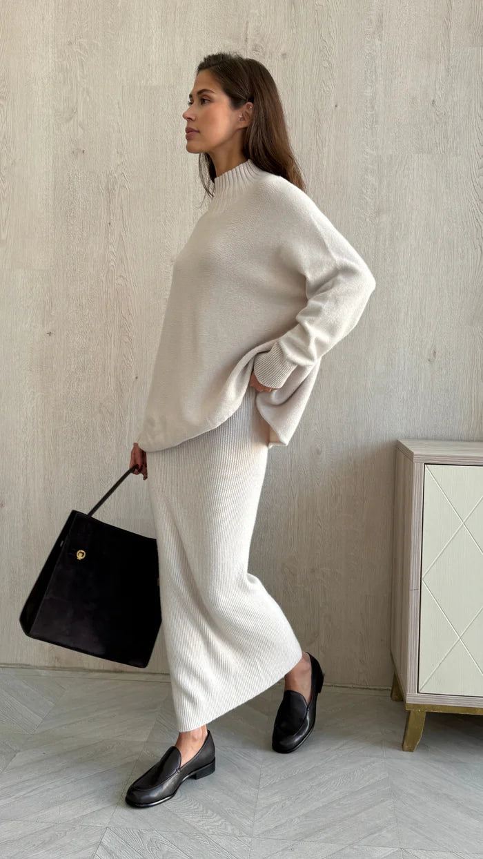 Jupe midi côtelée extensible Alma