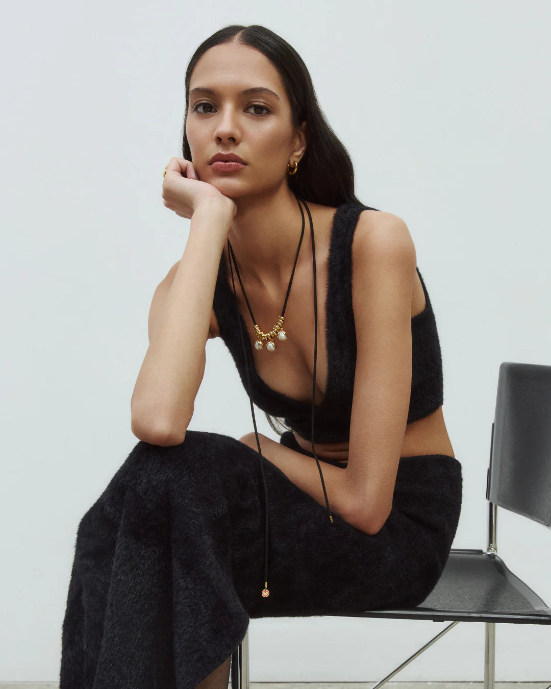 Collier cordon avec perles Cleo