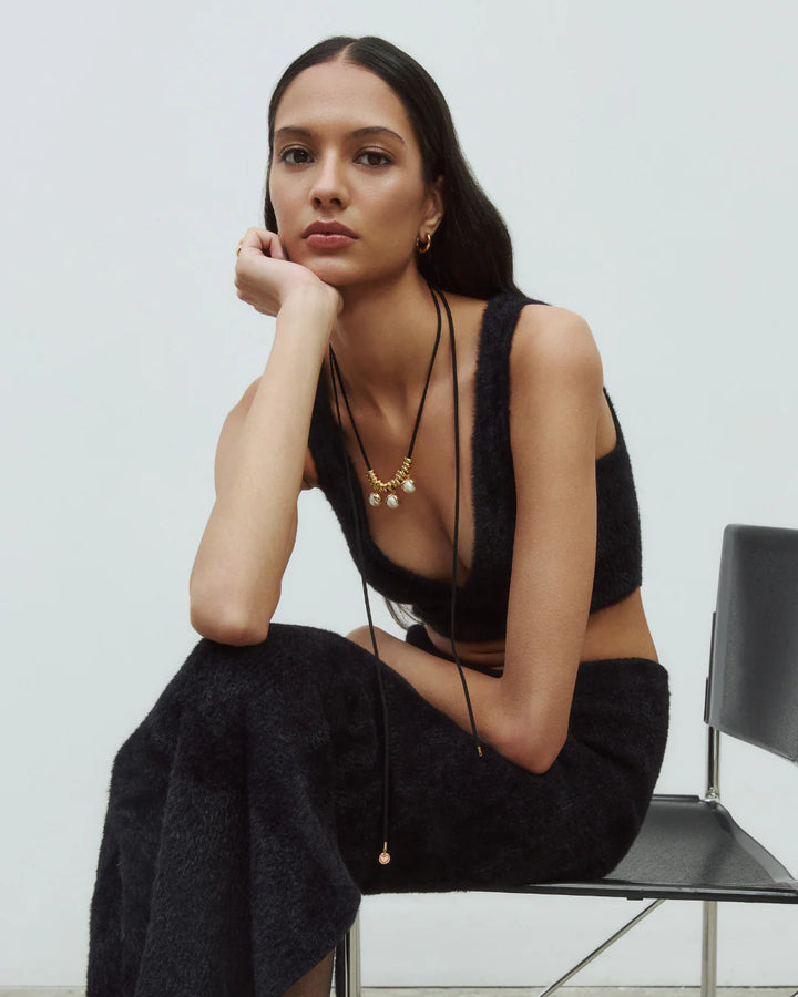 Collier cordon avec perles Cleo