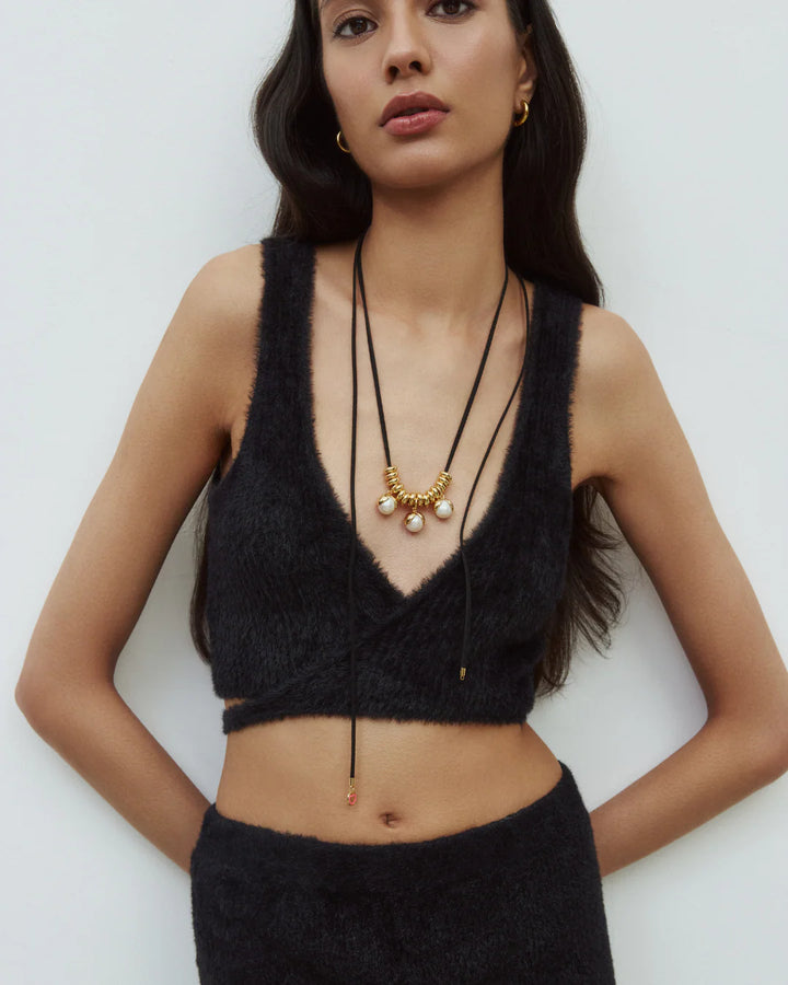 Collier cordon avec perles Cleo