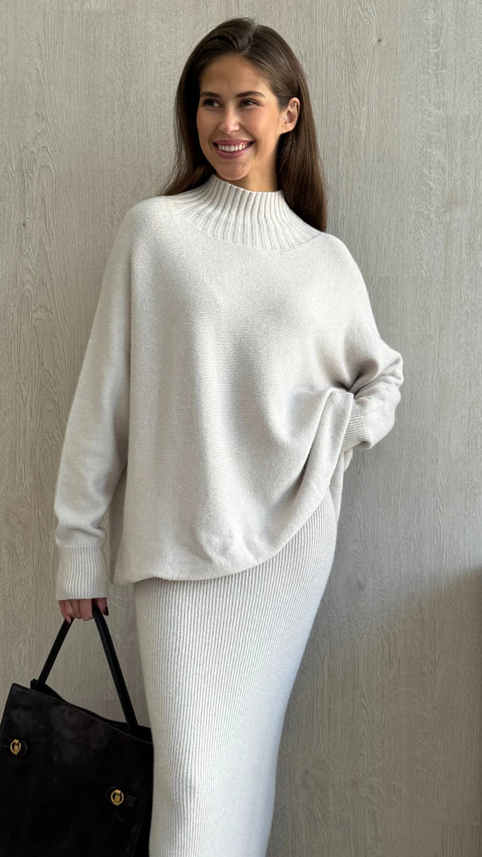 Pull ample avec col montant côtelé Alma