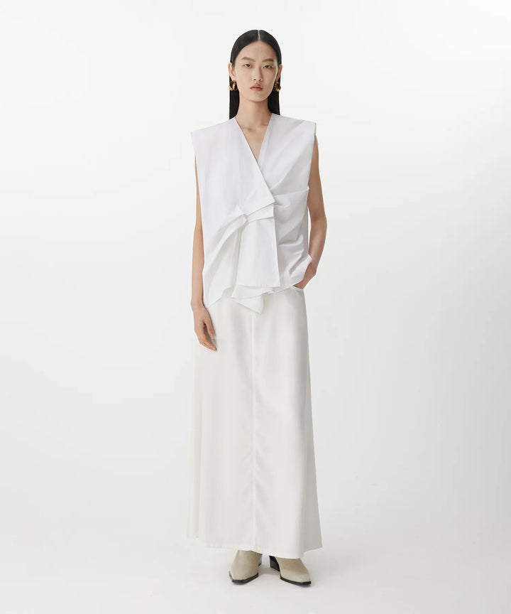 Blouse sans manches à plis asymétriques